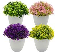Fycooler Fleurs Artificielles Plantes Lot de 4 Petites Plantes Artificielles en Pot-Petites Plantes artificielles en Pot-Décoration pour Salle de Bain,Salon,Maison,Bureau,Maison,Balcon
