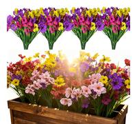 Fycooler Lot de 20 Fleurs Artificielles pour Extérieur et Intérieur, 5 Couleurs, Résistantes aux UV, en Soie Synthétique, Arbustes de Verdure pour Jardin, Porche, Pots de Fleurs à Suspendre