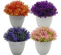 Fycooler Petites Plantes artificielles en Pot Plante Artificielle Fleurs Artificielles avec Pot Fausse Fleur Plantes en Plastique pour décoration intérieure et extérieure Bureau Maison Jardin