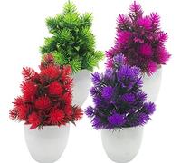 Fycooler Plantes artificielles,Mini Fausse Plante Fleurs topiaires Pin d'herbe Plante en Pot Bonsaï résistant aux intempéries pour Bureau Table Balcon Bureau hôtel décor à la Maison