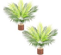 Fycooler Plantes de buissons de Palmiers tropicaux artificiels Plantes de Verdure artificielles Fausses Feuilles de Palmier Tropical pour la décoration intérieure Mariage sur la Plage Jungle (2Pack)