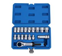 Fydun Jeu de Douilles à Cliquet Traversant 10 à 24 Mm 3/8 Po 1/2 Po Kit de ouille Traversante avec Douilles 12 Pans et Barre D'extension pour la Réparation Automobile,