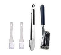 Fyfjur 3 Pièces Brosse Barbecue Acier Inoxydable, Efficace 3 Branches Brosse Grille Barbecue avec Pince Cuisine Acier Inoxydable