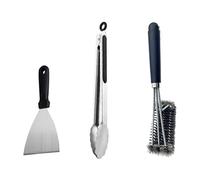 Fyfjur Brosse Barbecue Acier Inoxydable, Efficace 3 Branches Brosse Grille Barbecue avec Pince Cuisine et Spatule BBQ Acier Inoxydable