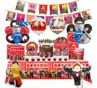 FYFLYMT Déco Anniversaire Roblx, Vaisselle Fête d'anniversaire Roblx | Comprend Nappe, Assiettes Carton, Bannière, Ensemble Cécoration d'anniversaire pour 10