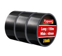 Fyguard Lot de 3 rouleaux de ruban adhésif blindé noir - 48 mm x 120 m - 210 μ - Ruban adhésif blindé - Étanche - Résistant aux intempéries - Pour la maison, les jardins, les chantiers de construction