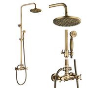 Fyheast Colonne de Douche avec Mélangeur de Douche en Laiton Vintage avec Douche et Pomme de Douche 80-120 cm Réglable en Hauteur