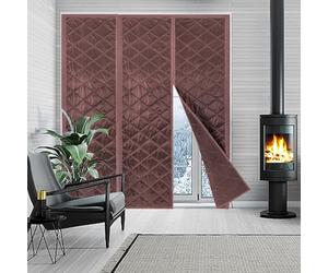 FYHFDH Rideau de Porte Isolant Thermique Rideau de protection thermique Rideau Anti Froid Porte Auto-Absorbant coupe-vent protection contre le froid Rideau Porte Entrée, sans Perçage, 140x210cm, brun