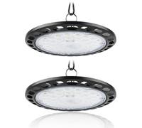 Fynokst Projecteur LED Industriel 100W, 12800LM UFO Eclairage Plafonnier LED Garage avec Chaine, 6000K Projecteur Intérieur, IP66 Étanche Éclairage de Plafond pour Garage Atelier Usine 2 Pièces