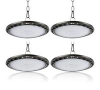 Fynokst Projecteur LED Industriel 200W, 30000LM UFO Eclairage Plafonnier LED Garage avec Chaine, 6000K Projecteur Intérieur, IP66 Étanche Éclairage de Plafond pour Garage Atelier Usine 4 Pièces