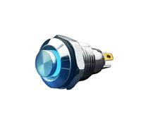 FYOCOXDS Interrupteur à bouton-poussoir métallique de 10 mm avec voyant LED bleu, réinitialisation automatique, momentané, 4 broches, tête haute, 1,8 V