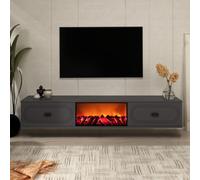 Fyra meuble tv avec cheminée led 150cm gris anthracite et noir