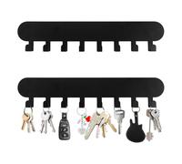 Fyrdm 2 Pièces Porte Clef Mural Noir, Porte Clé Mural avec 8 Crochets | Crochet utocollant, Aucun Perçage n'est Nécessaire, pour Couloir, Cuisine, Chambre à Coucher, Salon, Salle de Bain