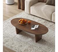 FYRDTNG Table Basse Ovale Moderne, Bois de pin Massif, Table de Centre Minimaliste Salon, Cocktail Tables pour Petit Appartement, Décoration Organique, Durable(Walnut,120cm/47.2in)