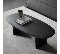 FYRDTNG Table Basse Ovale Moderne, Bois de pin Massif, Table de Centre Minimaliste Salon, Cocktail Tables pour Petit Appartement, Décoration Organique, Durable(Black,120cm/47.2in)
