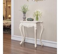 FYRDTNG Table Console Entrée Étroite, Meuble Baroque Vintage Orné, Bord Doré, Table de Couloir en Bois Blanc, Table de Canapé Décorative pour Salon(Silver Trim,60cm/23.6in)