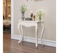 FYRDTNG Table Console Entrée Étroite, Meuble Baroque Vintage Orné, Bord Doré, Table de Couloir en Bois Blanc, Table de Canapé Décorative pour Salon(Silver Trim,80cm/31.4in)