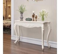 FYRDTNG Table Console Entrée Étroite, Meuble Baroque Vintage Orné, Bord Doré, Table de Couloir en Bois Blanc, Table de Canapé Décorative pour Salon(Silver Trim,120cm/47.2in)