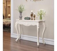FYRDTNG Table Console Entrée Étroite, Meuble Baroque Vintage Orné, Bord Doré, Table de Couloir en Bois Blanc, Table de Canapé Décorative pour Salon(Silver Trim,100cm/39.3in)