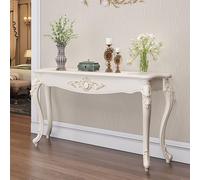 FYRDTNG Table Console Entrée Étroite, Meuble Baroque Vintage Orné, Bord Doré, Table de Couloir en Bois Blanc, Table de Canapé Décorative pour Salon(Gold Trim,160cm/63in)