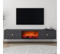 Meuble TV avec cheminée LED 150cm gris anthracite FYRI