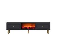Concept Usine Meuble TV FYRI 150 cm cheminée LED gris anthracite