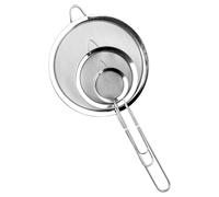 Fyrindel 3 Pièces Passoire Inox 19/25/35 cm, Tamis Cuisine avec Poignée, Métal Tamis Maille Fine, Filtre pour Égoutter Poudre, Pâtisserie, Nouille, Riz, Pates, Légumes, Quinoa, Blanc d'Oeuf (Argent)