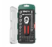 FytStycale 39 Pièces Coffret à Cliquet et Douilles Embouts Interchangeables Jeu Douilles à Cliquet Format Compact Jeu d’outils Réparation Automobile, Poignée En Caoutchouc