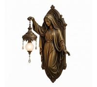 FytStycale Applique Murale Décorative Vintage Lampe Murale Lanterne Murale Ornement Mural en Résine avec Plaque Sculptée et Pampilles Décoratives Style Lanterne, Fée Des Fleurs, 19cm