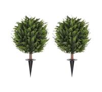 FytStycale Arbres topiaires artificiels en boule de 23,6 pouces de hauteur avec buissons à pointes, cyprès topiaire artificiel pour clôture, balcon, gazebo, 2 Pièces