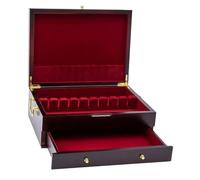FytStycale Coffre à Couverts en Bois à Double Compartiment, Boîte de Rangement avec Intérieur Doublé Feutre, Coffret avec Couvercle Rabattable et Poignée, Idée Cadeau pour Maison