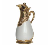 FytStycale Flask Carafe Café Pichet Verre Arabique Design Remarquable Poignée Ergonomique Adaptée pour Réception Invités Bureau Décoration Festive Réunion Familiale, Or Blanc, 500ML