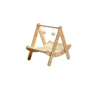 FytStycale Hamac pour Chat Lit Suspendu Panier Balançoire Support Triangulaire Cadre Ouvert Bois Couchage Tissé Douillet Sensation Enveloppante Adapté au Salon, Balancelle Simple en Toile De Jute