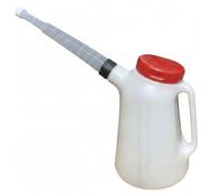 FytStycale Pichet avec Bec Flexible Translucide Broc Dosage avec Bec Flexible Facile à Lire Pichet Bouchon pour Mécaniciens, Garage, Bateau, 5L, Red Cap Black Ring