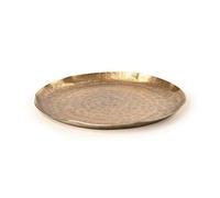 FytStycale Plateau En Aluminium Artisanal Plateau avec Bords Surélevés Bosselé Objet Service pour Console, 27.5 X 27.5 X 2 Cm, Nouveau Style Chinois