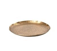 FytStycale Plateau Rond Texturé Surface Texturée Plateau Aluminium Décoratif Vaisselle Table pour Présentation Décorative, C Modèle Or Petit 27.5 27.5 H2cm