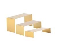 FytStycale Présentoirs surélevés En 3 Parties, Supports à Cupcakes, Présentoirs Polyvalents En Acier Inoxydable pour Bijoux, Jouets, Objets de Collection, Or brossé