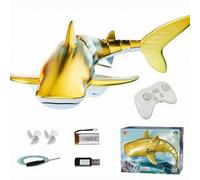 FytStycale Requin Télécommandé Mouvement Automatique Poisson Télécommandé Effet d’Eau Poisson Robot pour Piscine , Or , Baleine Dorée