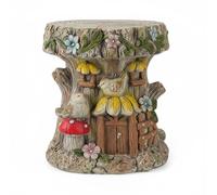 FytStycale Siège Décoratif Tabouret Tronc Animaux Banc Jardin Support Plante en Oxyde de Magnésium Aspect Tronc Relief Texturé avec Figurines Animalières Adapté, Chien sur Souche