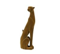 FytStycale Statuette Félin Sculptural Figurine en Résine Morne Décoration pour Salon, Bureau, Marron, Panthère Accroupie