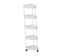FytStycale Support d'étagère d'angle sur roulettes pour l'organisation de la Salle de Bain, 5 Niveaux Blancs