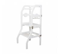 FytStycale Tabouret Enfant Tabouret Marchepied Tour d'ssage Siège Bureau Pliable en Bois Stable Convertible pour Accompagner Les Tâches et Le Lavage des Mains, Blanc