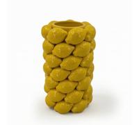 FytStycale Vase Céramique avec Reliefs de Citrons 18x18x30 cm | Pot à Fleurs Design Fruité aux Détails Sculptés, Porte-Fleurs Cylindrique pour Table, Étagère de Cuisine, Cadeau Original
