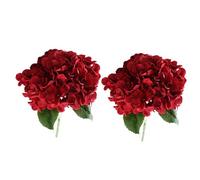 Fzaqwen 2 Pièces Bouquet Hydrangea Fleurs Artificielles Lifelike avec Tiges Matériau Tissu Facile D'Entretien Convient pour Fête Maison Bureau, Rouge