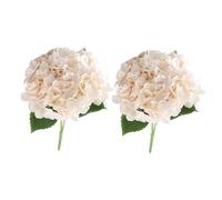Fzaqwen 2 Pièces Bouquet Hydrangea Fleurs Artificielles Lifelike avec Tiges Matériau Tissu Facile D'Entretien Convient pour Fête Maison Bureau, Champagne