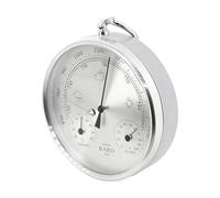 Fzaqwen Baromètre Station Météo Thermomètre Hygromètre Métal Pratique 3 en 1 Lecture Précise Convient Pêche Randonnée Bureau Intérieur Extérieur, Argent