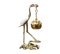 Fzaqwen Brûleur D'Encens Table Grue Métal Élégant Doté D'Un Porte-encens Grue En Alliage Ornement Suspendu Diffuseur D'Encens Décoration Artisanale, Blanc et or