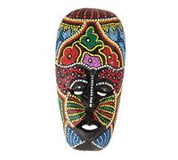 Fzaqwen Masque Africain Mural Artisanal en Bois Peinture Détaillée Main Ornement Mural D'Inspiration Africaine Adapté à La Décoration Intérieure, 10x20CM