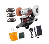 Fzaqwen Mini Ponceuse à Bande Appareil de Ponçage Électrique Machine Affûteuse Multifonction Structure En Acier Inoxydable Adaptée pour Atelier Menuiserie Bri