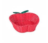 Fzaqwen Panier Industriel Corbeille pour Table Panier Tressé Corbeille à Fruits en Rotin Synthétique PP Léger et Portable Grande, Petit Panier En Forme De Pomme Rouge